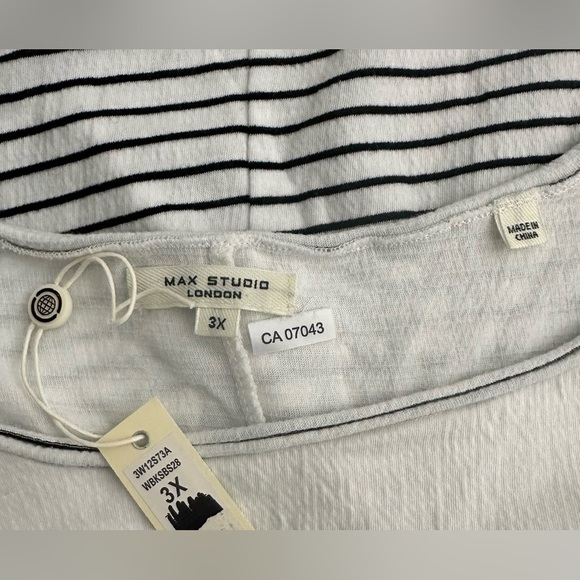 SOLD NWT Max Studio London striped blue and white cotton shirt SZ 3X - Picture 2 of 4